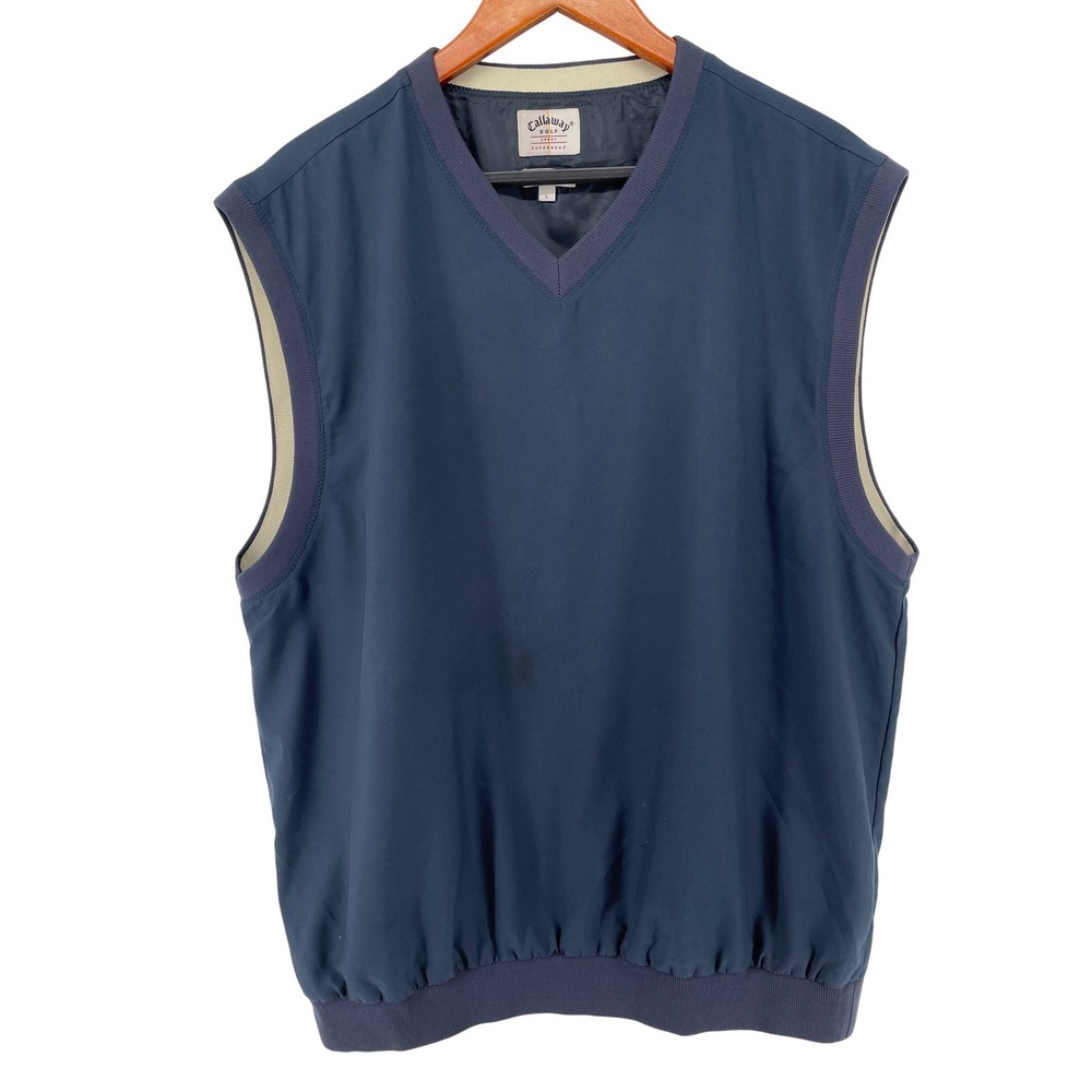 Callaway Golf Vest Mens Large Navy Blue Microfiber Windbreaker Country Club